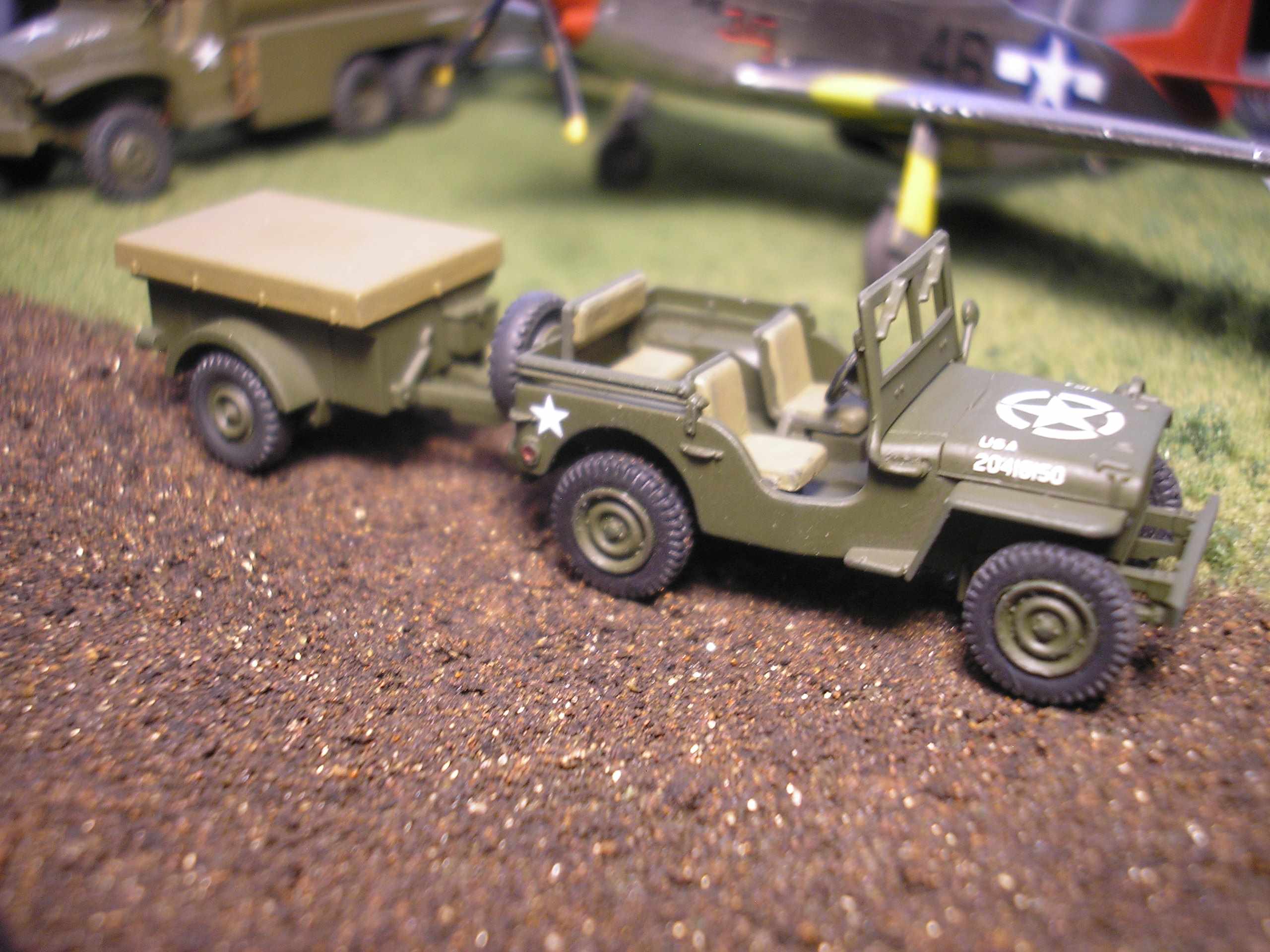 Willy's Jeep and 1/4 Ton tarped Trailer  ROCO