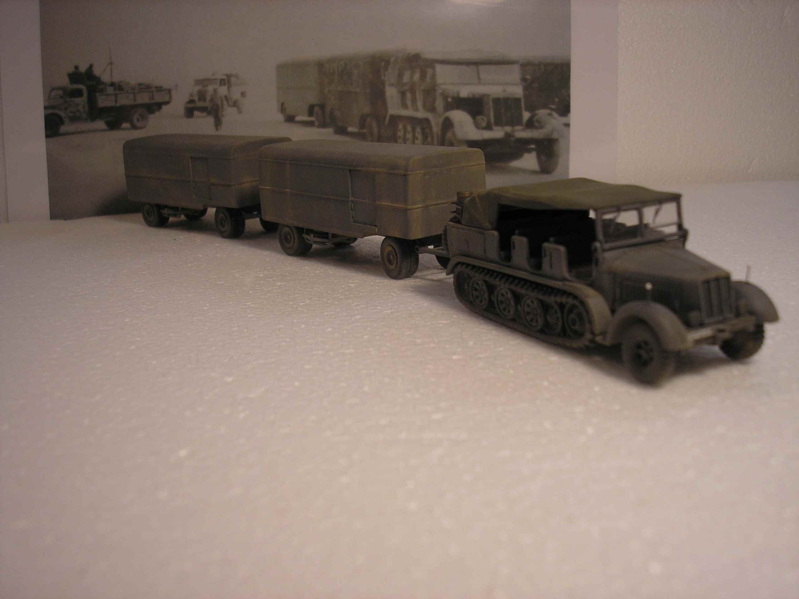 SdKfz. 7 Wehrmacht Artillery Tractor with two Van trailers